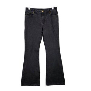 Womens Michael Kors Black Denim Flare Jeans Mid Rise Cotton Blend Stretch Size 8